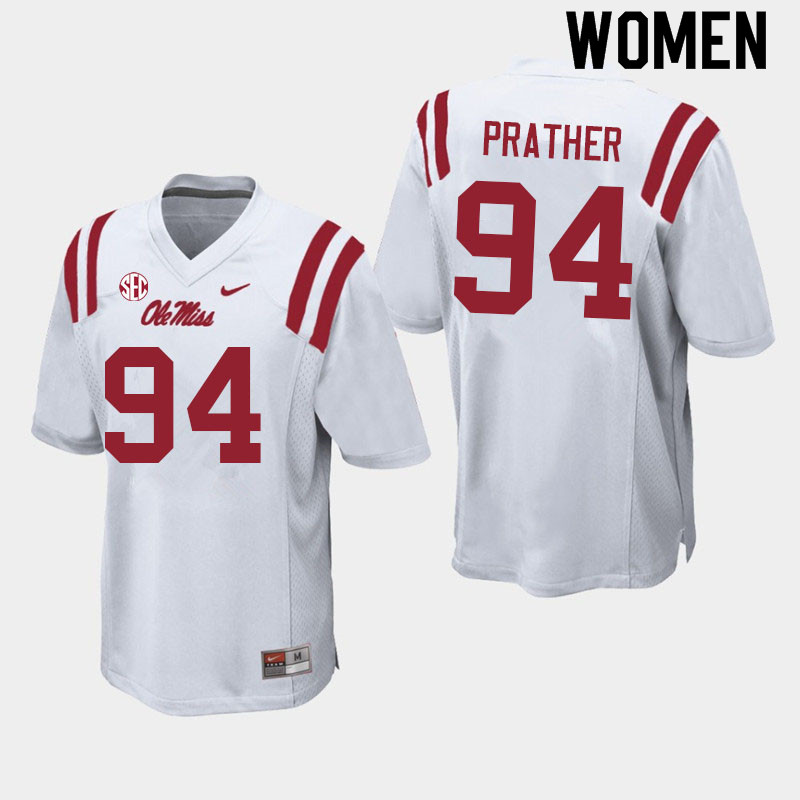 Tavion Prather Ole Miss Rebels NCAA Women's White #94 Stitched Limited College Football Jersey DYA6158SX